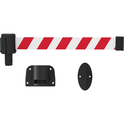 Syst&egrave;me de montage mural pour barri&egrave;re PLUS, Plastique, Fixation par vis, 15', Ruban Rouge et blanc Distribution Industrielle GC