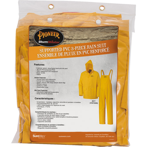 577 3-Piece Rain Suit, Polyester/PVC, 5X-Large, Yellow Distribution Industrielle GC