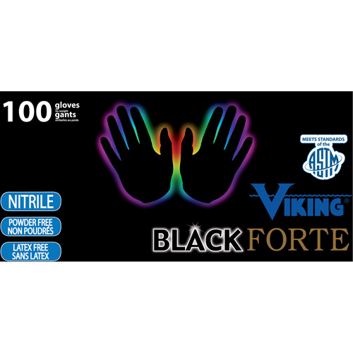 Gants jetables 34605 Forte, Petit, Nitrile, 6 mils, Sans poudre, Noir Distribution Industrielle GC