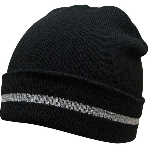 Bonnet en tricot avec bande r&eacute;fl&eacute;chissante argent&eacute;e, Taille unique, Noir Distribution Industrielle GC