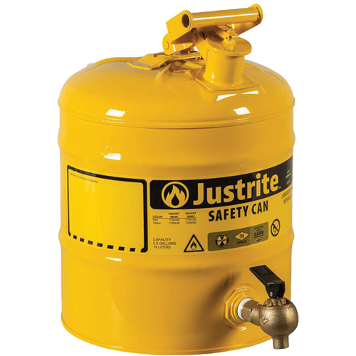 Safety Shelf Can, Type I, Steel, 5 US gal., Yellow, FM Approved Distribution Industrielle GC