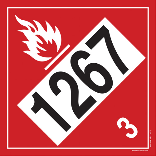 Plaque-&eacute;tiquette TMD 1267 pour liquide inflammable p&eacute;trole brut, Plastique Distribution Industrielle GC