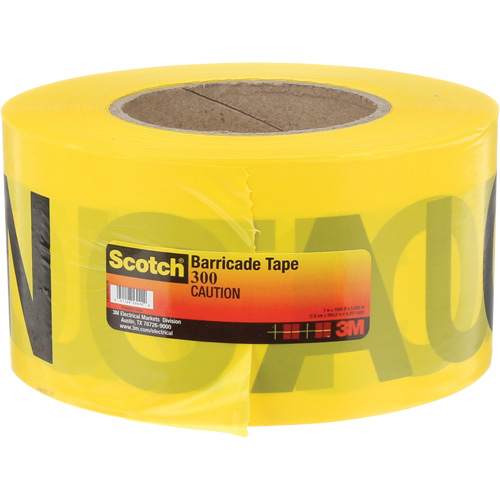 Ruban pour barri&egrave;res pour services publics souterrains Scotch, Anglais, 3" la x 1000' lo, 2 mils, Noir sur jaune Distribution Industrielle GC