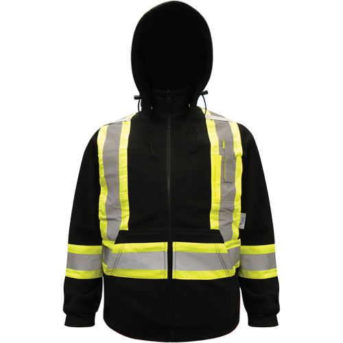 Chandail &agrave; capuchon haute visibilit&eacute;, Polyester, Noir, Petit Distribution Industrielle GC