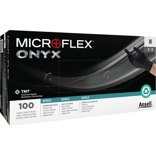 Gants Onyx, Petit, Nitrile, 3,5 mils, Sans poudre, Noir Distribution Industrielle GC