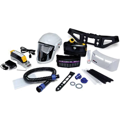 Trousse d'ensemble respirateur d'&eacute;puration d'air propuls&eacute; pour peintre Versaflo, Capuchon & visi&egrave;re, Pile Lithium-ion Distribution Industrielle GC