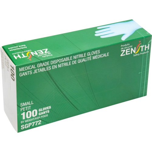 Gants jetables de calibre m&eacute;dical r&eacute;sistants &agrave; la perforation, Petit, Nitrile, 4,5 mils, Sans poudre, Bleu, Classe 2 Distribution Industrielle GC