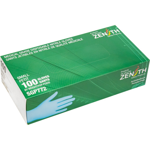Gants jetables de calibre m&eacute;dical r&eacute;sistants &agrave; la perforation, Petit, Nitrile, 4,5 mils, Sans poudre, Bleu, Classe 2 Distribution Industrielle GC