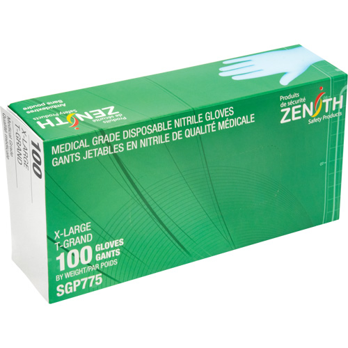 Gants jetables de calibre m&eacute;dical r&eacute;sistants &agrave; la perforation, T-Grand, Nitrile, 4,5 mils, Sans poudre, Bleu, Classe 2 Distribution Industrielle GC