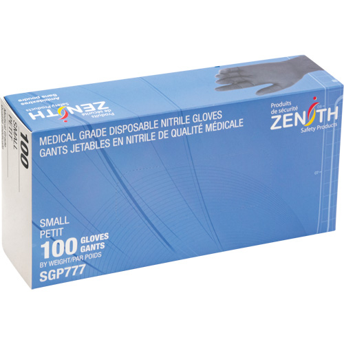 Gants jetables de calibre m&eacute;dical r&eacute;sistants &agrave; la perforation, Petit, Nitrile, 5 mils, Sans poudre, Noir, Classe 2 Distribution Industrielle GC