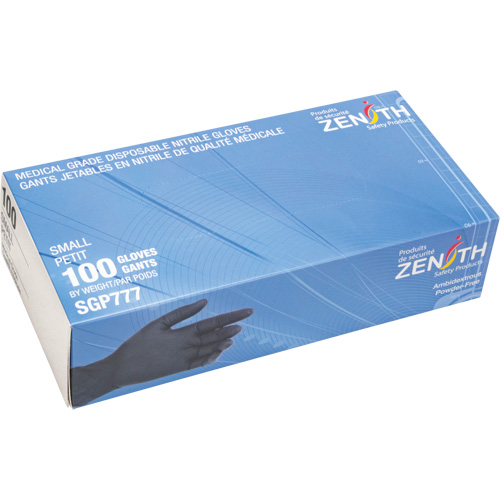 Gants jetables de calibre m&eacute;dical r&eacute;sistants &agrave; la perforation, Petit, Nitrile, 5 mils, Sans poudre, Noir, Classe 2 Distribution Industrielle GC