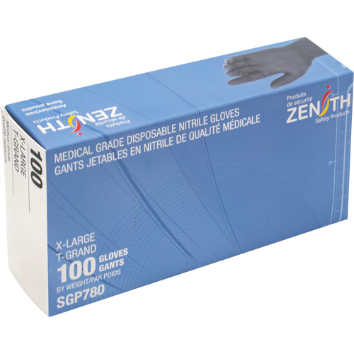 Gants jetables de calibre m&eacute;dical r&eacute;sistants &agrave; la perforation, T-Grand, Nitrile, 5 mils, Sans poudre, Noir, Classe 2 Distribution Industrielle GC