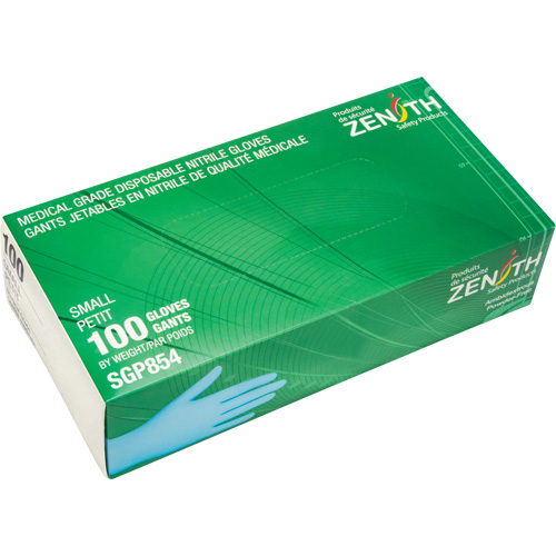 Gants jetables de calibre m&eacute;dical r&eacute;sistants &agrave; la perforation, Petit, Nitrile, 3,5 mils, Sans poudre, Bleu, Classe 2 Distribution Industrielle GC