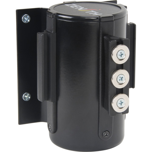 Barri&egrave;re &agrave; fixation murale avec ruban magn&eacute;tique, Acier, Fixation par vis, 12', Ruban Jaune Distribution Industrielle GC