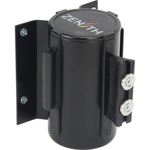Barri&egrave;re &agrave; fixation murale avec ruban magn&eacute;tique, Acier, Fixation par vis, 7', Ruban Bleu Distribution Industrielle GC