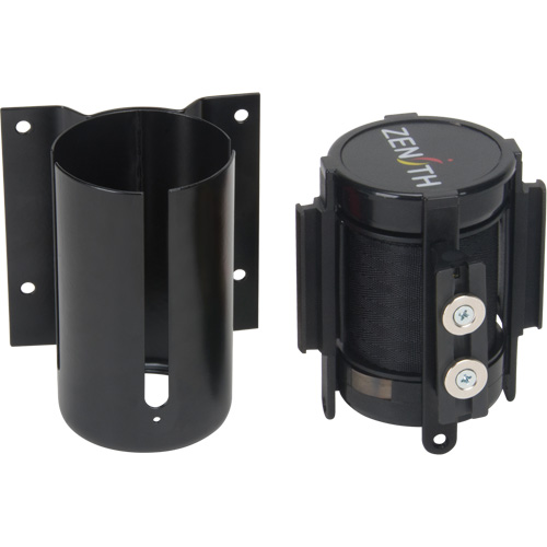 Wall Mount Barrier with Magnetic Tape, Steel, Screw Mount, 7', Black Tape Distribution Industrielle GC