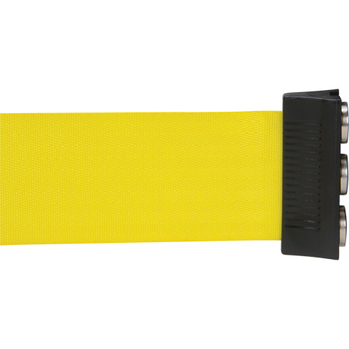 Barri&egrave;re &agrave; fixation murale avec ruban magn&eacute;tique, Acier, Fixation par vis, 12', Ruban Jaune Distribution Industrielle GC