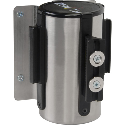 Barri&egrave;re &agrave; fixation murale avec ruban magn&eacute;tique, Acier, Fixation par vis, 7', Ruban Jaune Distribution Industrielle GC