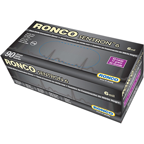 Sentron 6 Disposable Examination Gloves, 2X-Large, Nitrile, 6-mil, Powder-Free, Black, Class 2 Distribution Industrielle GC