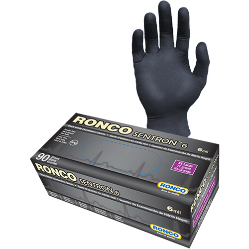 Sentron 6 Disposable Examination Gloves, 2X-Large, Nitrile, 6-mil, Powder-Free, Black, Class 2 Distribution Industrielle GC
