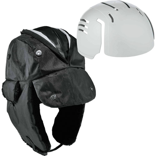 Chapeau de trappeur avec fermeture &agrave; glissi&egrave;re et casque antichoc &agrave; ins&eacute;rer N-Ferno, Doublure en Polyur&eacute;thane/Satin, Moyen/Petit, Noir Distribution Industrielle GC