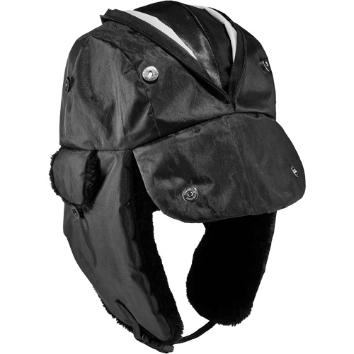 Chapeau de trappeur avec fermeture &agrave; glissi&egrave;re N-Ferno, Doublure en Polyur&eacute;thane/Satin, Moyen/Petit, Noir Distribution Industrielle GC