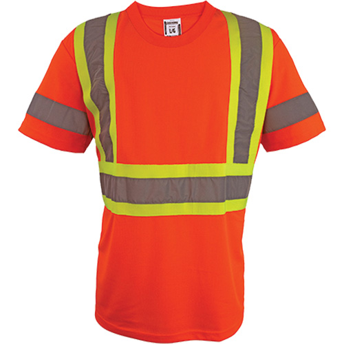 Chemise de s&eacute;curit&eacute; &agrave; manches courtes, Polyester, 2T-Grand, Orange haute visibilit&eacute; Distribution Industrielle GC