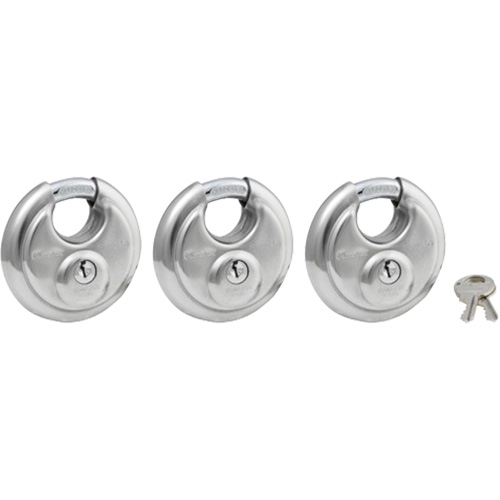 Shrouded Disc Padlock, Silver, Keyed Alike, Stainless Steel, 2-3/4" Width Distribution Industrielle GC