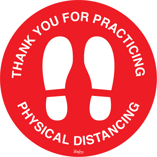"Physical Distancing" Floor Sign, Adhesive, English with Pictogram Distribution Industrielle GC
