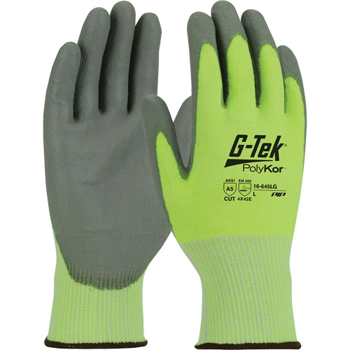 Gants r&eacute;sistants aux coupures G-Tek PolyKor, Taille Petit, Calibre 13, Rev&ecirc;tement Polyur&eacute;thane, Enveloppe en Poly&eacute;thyl&egrave;ne, ASTM ANSI niveau A5/EN 388 niveau E Distribution Industrielle GC