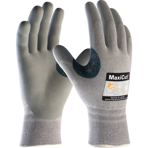 Gants r&eacute;sistants aux coupures en tricot sans coutures ATG MaxiCut 5, Taille T-petit, Calibre 13, Rev&ecirc;tement Mousse de nitrile, Enveloppe en Dyneema/Nylon, ASTM ANSI niveau A4/EN 388 niveau 4/EN 388 niveau C Distribution Industrielle GC
