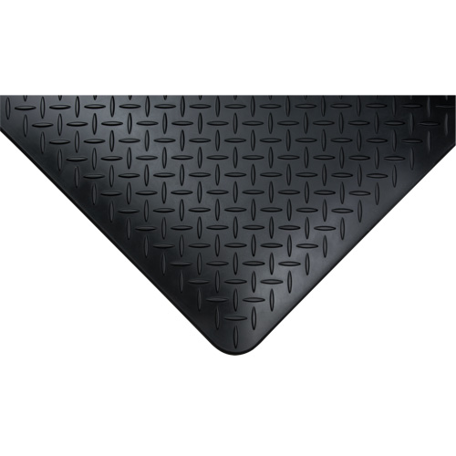 Anti-Fatigue Matting, Diamond, 1-2/3' x 3-1/4' x 3/4", Black, Polyurethane Distribution Industrielle GC