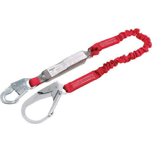 Pro Elastic Shock-Absorbing Lanyard, 6', Rebar Hook Center, Snap Hook Leg Ends, Polyester Distribution Industrielle GC