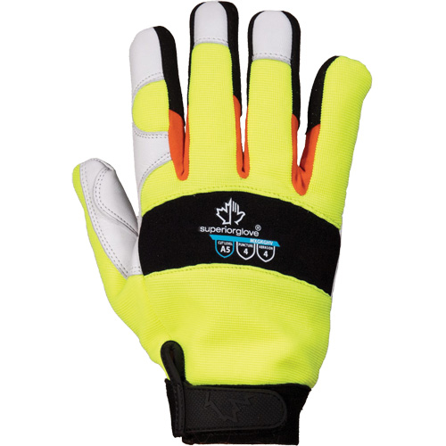 ClutchGear&reg; High-Visibility Mechanic's Gloves, Grain Goatskin Palm, Size Medium Distribution Industrielle GC