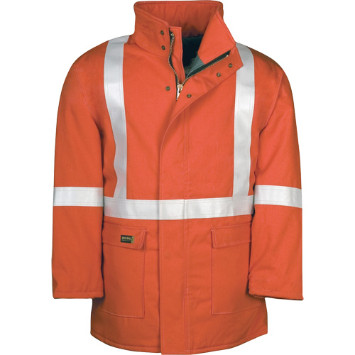 Parka dhiver &agrave; doublure matelass&eacute;e AllOut Westex UltraSoft avec bandes r&eacute;fl&eacute;chissantes, Moyen (grande taille), Orange haute visibilit&eacute;, 46 cal/cm² Distribution Industrielle GC