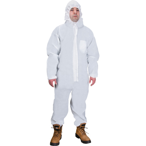 Hooded Coveralls, Medium, White, SMS Distribution Industrielle GC