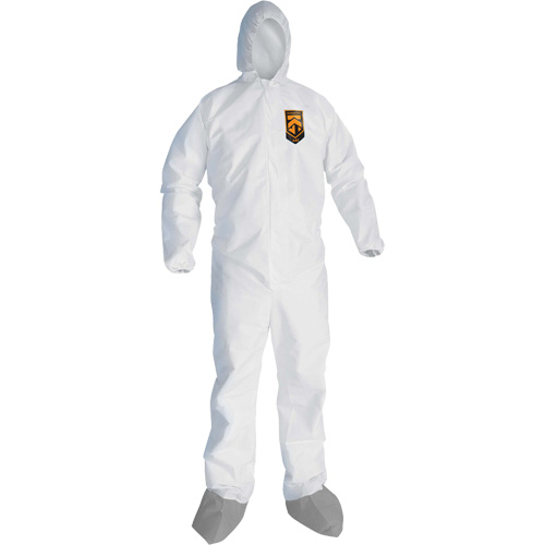 Combinaison de protection contre les liquides et les particules A45 KleenGuard avec sabot antid&eacute;rapant, Grand, Gris/Blanc, Micropore Distribution Industrielle GC