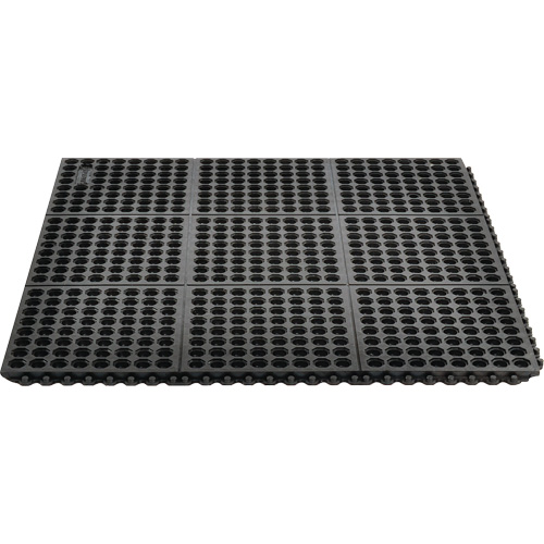 Tapis antifatigue &agrave; imbrication Cushion-Ease 550, &agrave; fentes, 3' x 3' x 3/4", Noir, Caoutchouc Distribution Industrielle GC