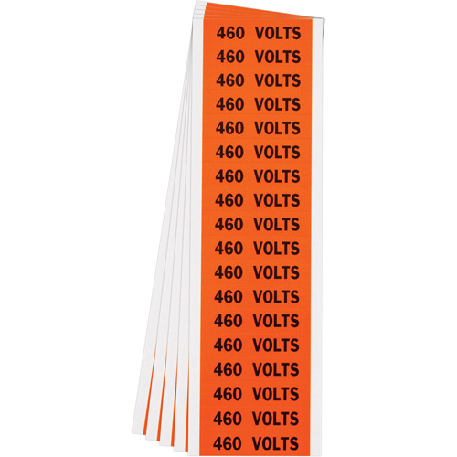 "460 Volts" Conduit & Voltage Labels, 1/2" x 2-1/4", Cloth/Vinyl, English Distribution Industrielle GC