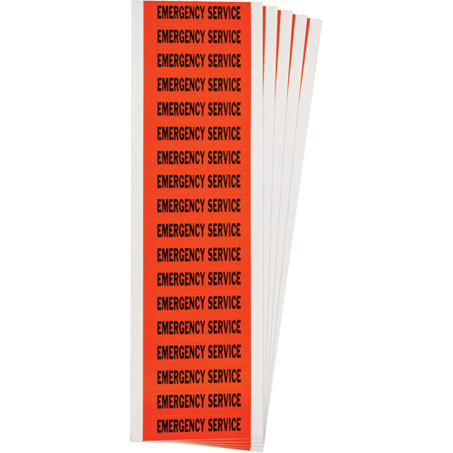 "Emergency Service" Conduit & Voltage Labels, 1/2" x 2-1/4", Cloth/Vinyl, English Distribution Industrielle GC