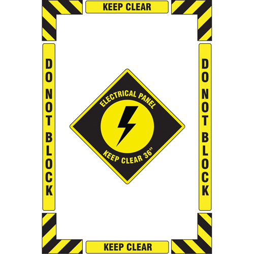 "Electrical Panel" Floor Marking Kit, Adhesive, English with Pictogram Distribution Industrielle GC