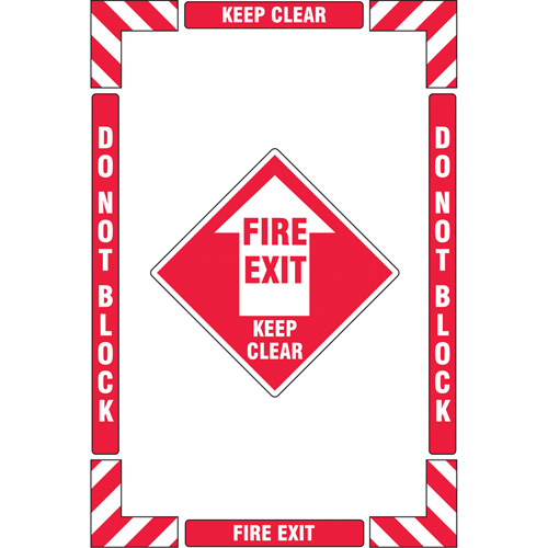 Trousse de marquage du sol ?Fire Exit? (sortie de secours), Adh&eacute;sif, Anglais avec pictogramme Distribution Industrielle GC