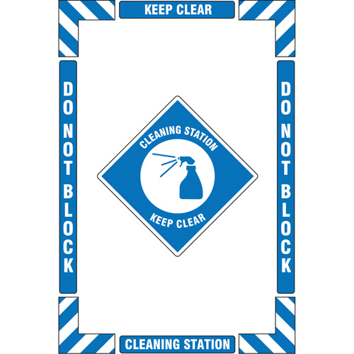 Trousse de marquage du sol ?Cleaning Station? (poste de nettoyage), Adh&eacute;sif, Anglais avec pictogramme Distribution Industrielle GC