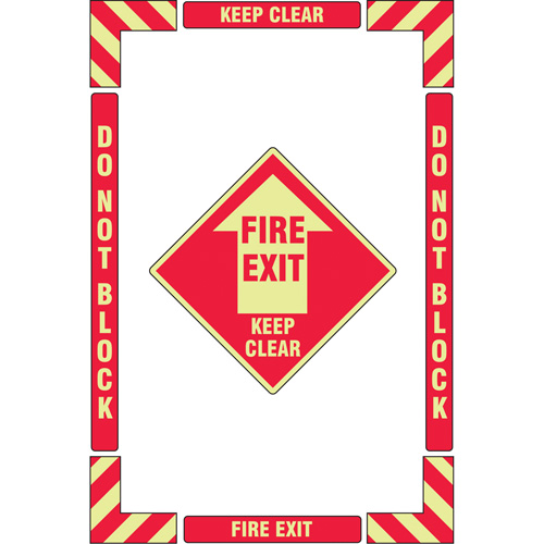 Trousse de marquage du sol ?Fire Exit? (sortie de secours), Adh&eacute;sif, Anglais avec pictogramme Distribution Industrielle GC