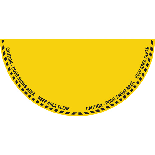 Signalisation au sol ?Caution? (attention) pour porte battante en demi-cercle, Adh&eacute;sif, Anglais avec pictogramme Distribution Industrielle GC