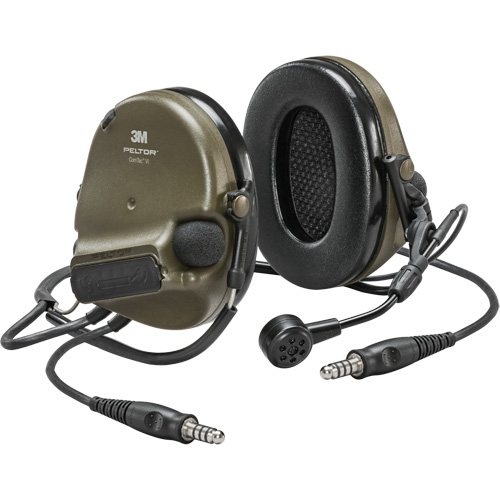 Casque VI NIB avec deux fils de sortie Peltor ComTac, Style Cordon cervical, 22 dB Distribution Industrielle GC
