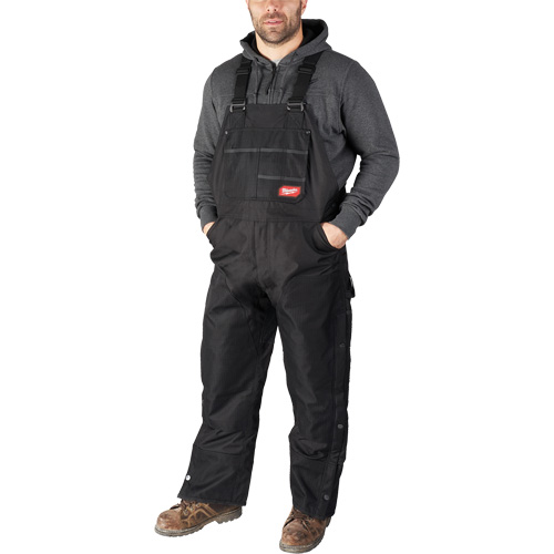 Salopette GridIron de longueur standard avec fermeture &agrave; glissi&egrave;re jusqu'&agrave; la cuisse, Hommes, Grand, Noir Distribution Industrielle GC