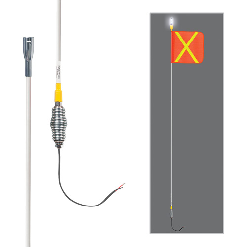 Safety Whip&reg; All-Weather Super-Duty Warning Whips with Constant LED Light, Spring Mount, 5' High, Orange with Reflective Distribution Industrielle GC