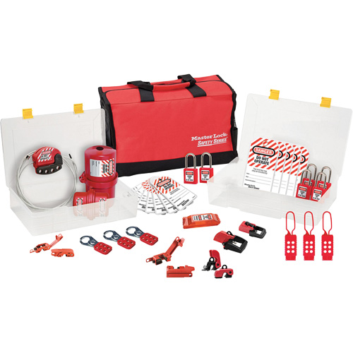 Trousse de cadenassage avec cadenas en thermoplastique de qualit&eacute; sup&eacute;rieure Zenex, Ensemble &eacute;lectrique, 27 composants compris Distribution Industrielle GC