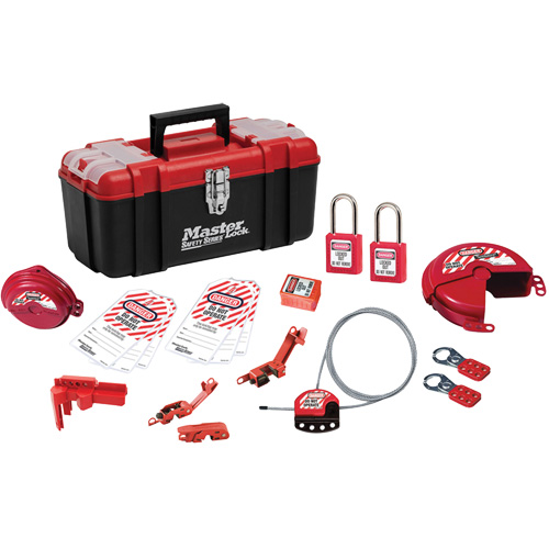 Trousse de cadenassage avec serrures en thermoplastique Zenex, Ensemble &eacute;lectrique/Vanne, 19 composants compris Distribution Industrielle GC